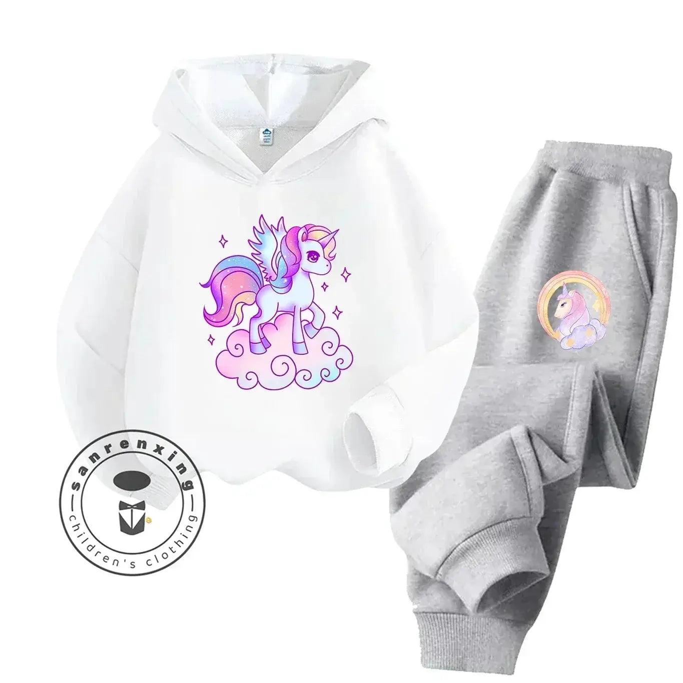  Unicorn 2D Cartoon Print Hoodie Set Hot Sale 2025 Fashion New Casual Autumn Winter For Teenagers Children Boys Girls -  ToylandEU™