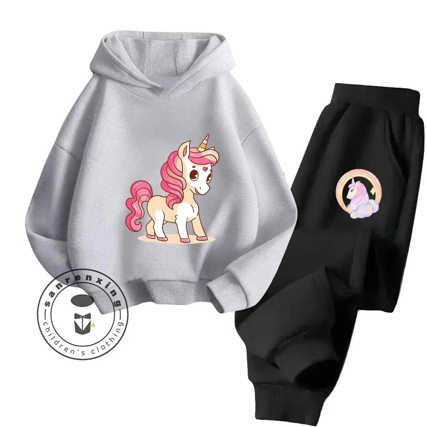  Unicorn 2D Cartoon Print Hoodie Set Hot Sale 2025 Fashion New Casual Autumn Winter For Teenagers Children Boys Girls -  ToylandEU™