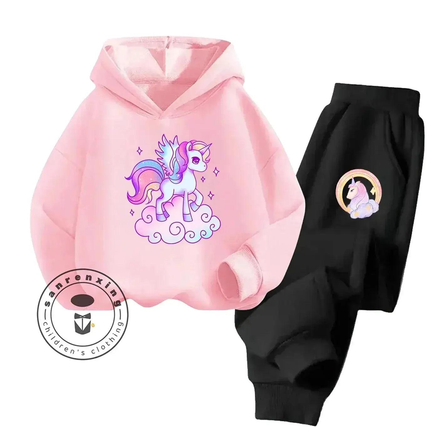  Unicorn 2D Cartoon Print Hoodie Set Hot Sale 2025 Fashion New Casual Autumn Winter For Teenagers Children Boys Girls -  ToylandEU™