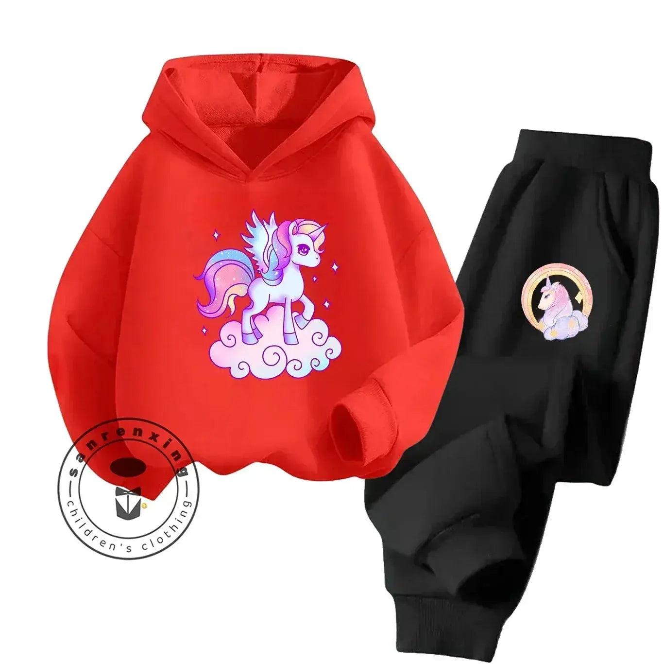  Unicorn 2D Cartoon Print Hoodie Set Hot Sale 2025 Fashion New Casual Autumn Winter For Teenagers Children Boys Girls -  ToylandEU™