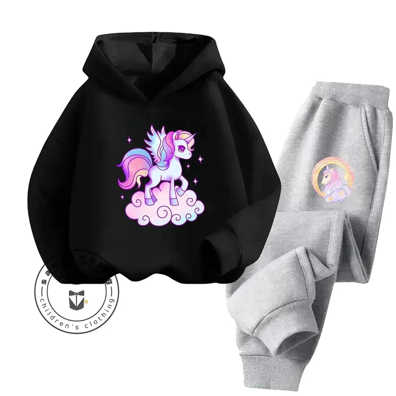  Unicorn 2D Cartoon Print Hoodie Set Hot Sale 2025 Fashion New Casual Autumn Winter For Teenagers Children Boys Girls -  ToylandEU™