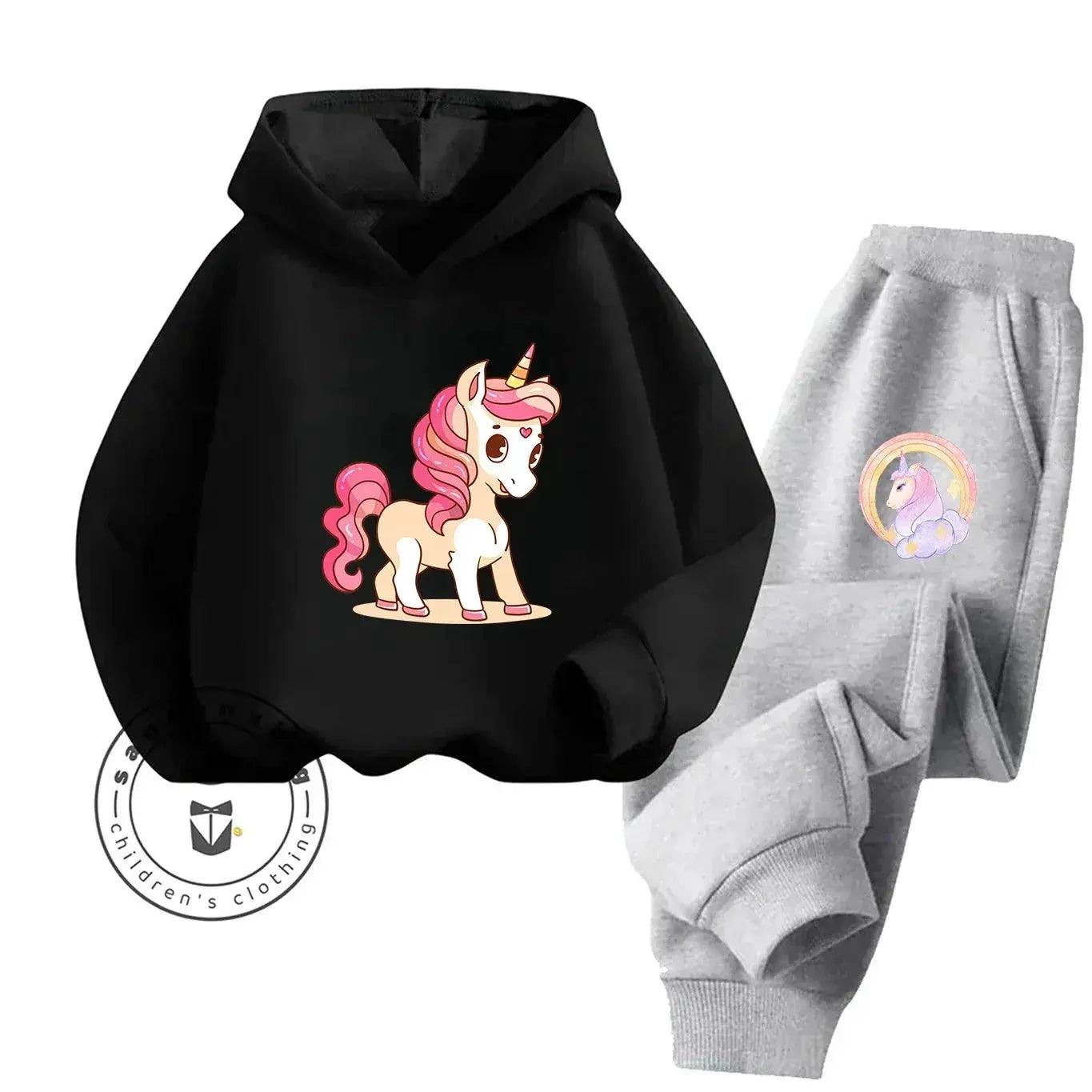  Unicorn 2D Cartoon Print Hoodie Set Hot Sale 2025 Fashion New Casual Autumn Winter For Teenagers Children Boys Girls -  ToylandEU™