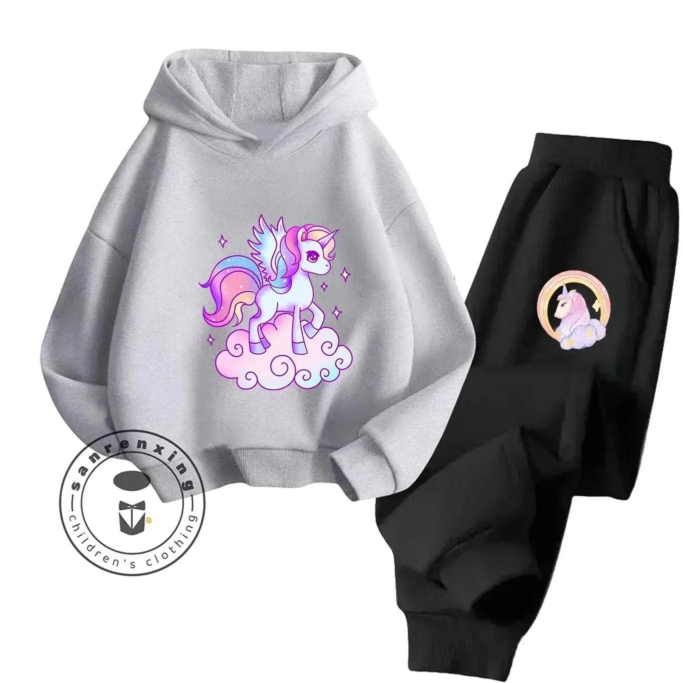  Unicorn 2D Cartoon Print Hoodie Set Hot Sale 2025 Fashion New Casual Autumn Winter For Teenagers Children Boys Girls -  ToylandEU™