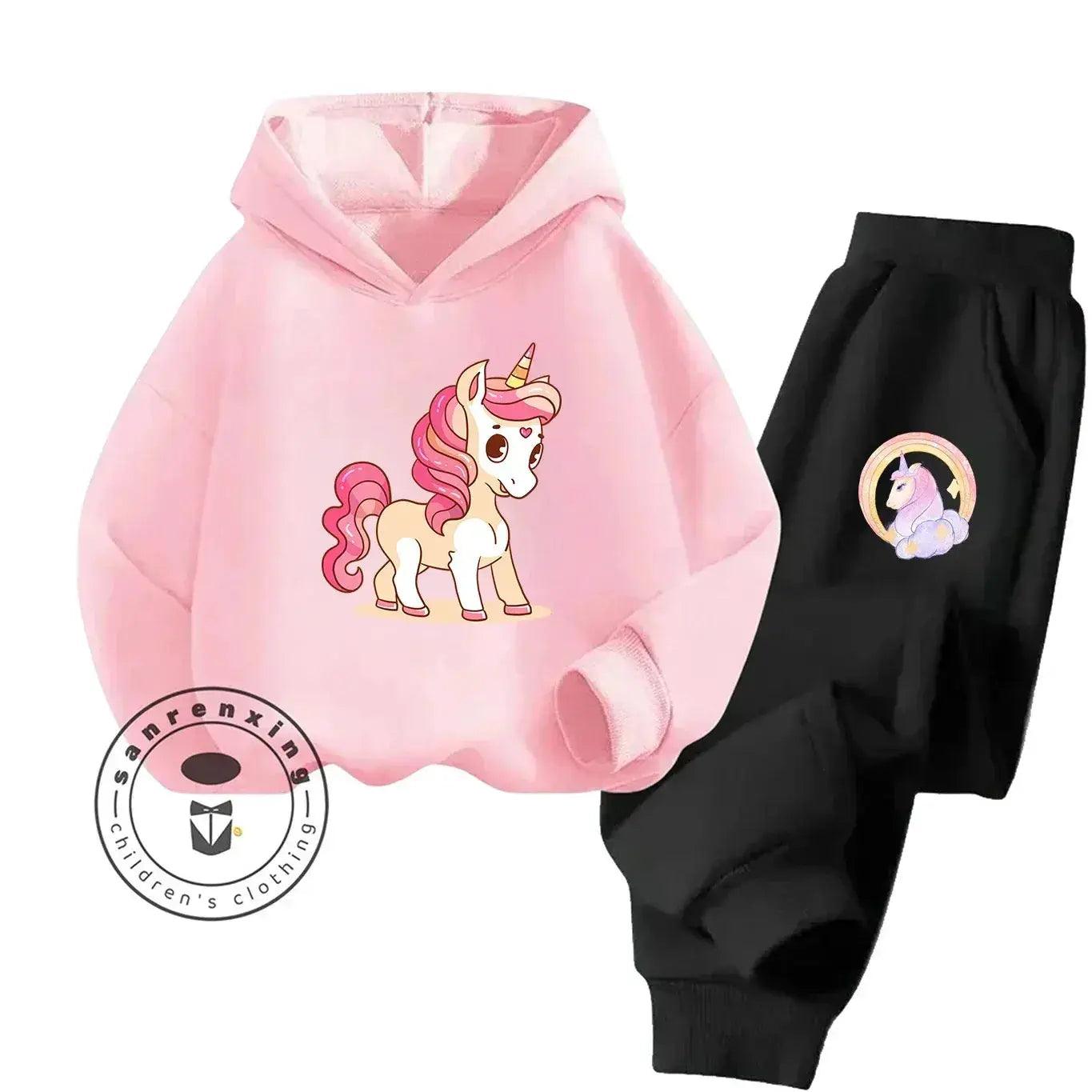  Unicorn 2D Cartoon Print Hoodie Set Hot Sale 2025 Fashion New Casual Autumn Winter For Teenagers Children Boys Girls -  ToylandEU™