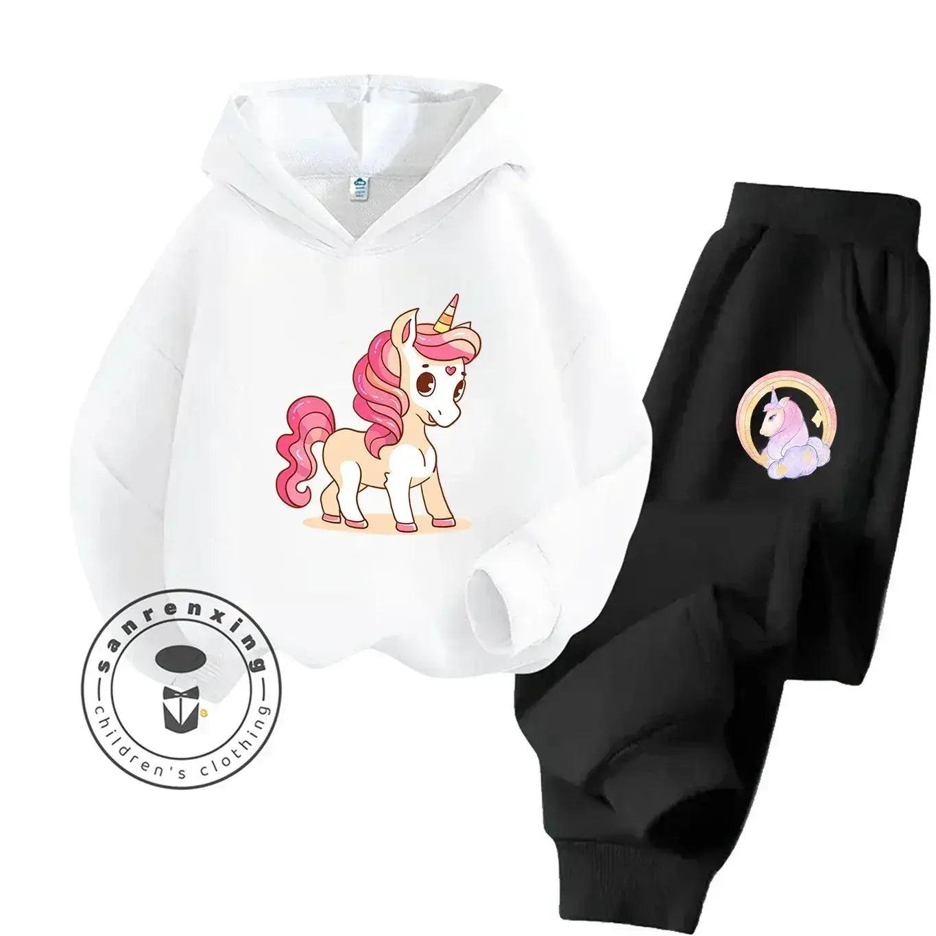  Unicorn 2D Cartoon Print Hoodie Set Hot Sale 2025 Fashion New Casual Autumn Winter For Teenagers Children Boys Girls -  ToylandEU™