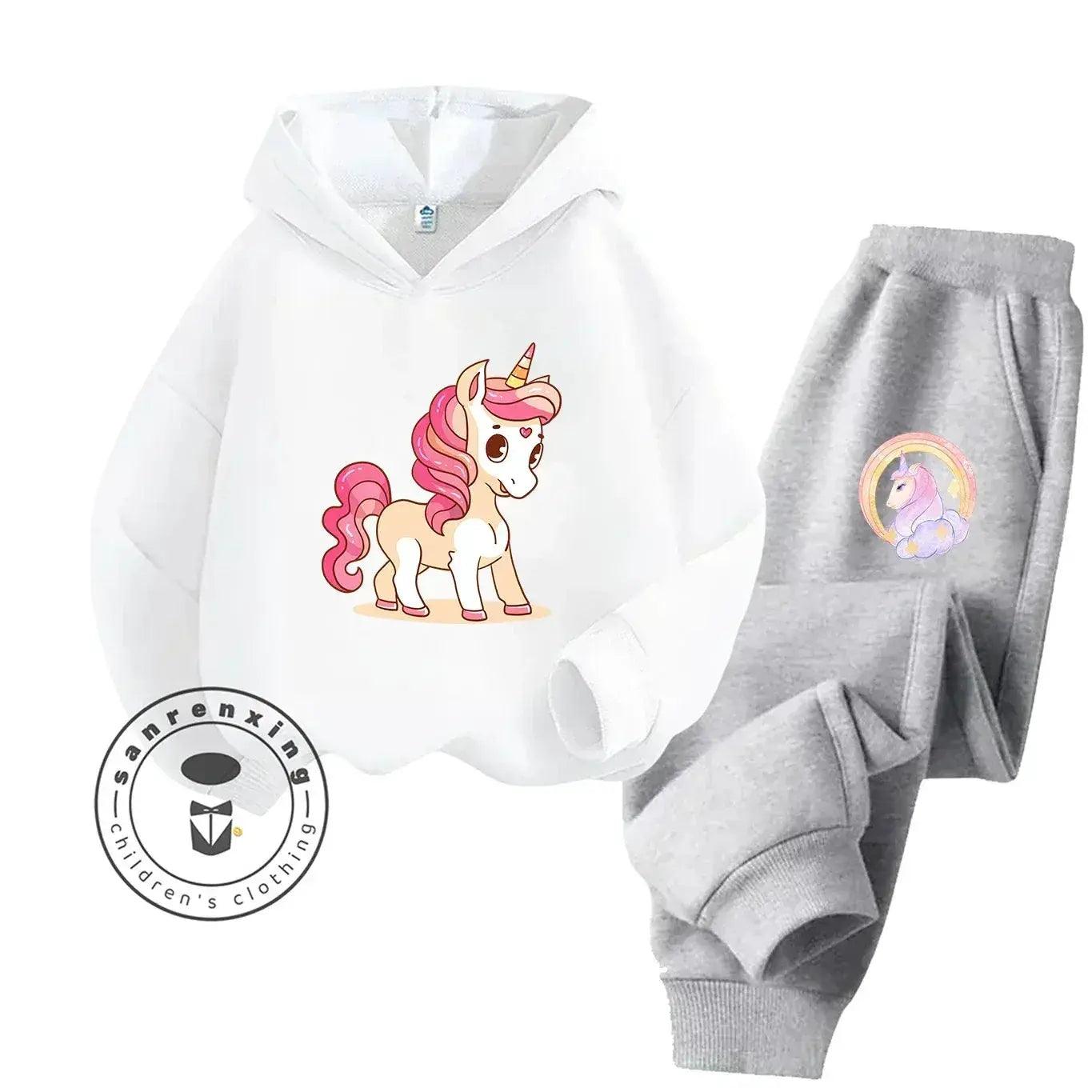  Unicorn 2D Cartoon Print Hoodie Set Hot Sale 2025 Fashion New Casual Autumn Winter For Teenagers Children Boys Girls -  ToylandEU™