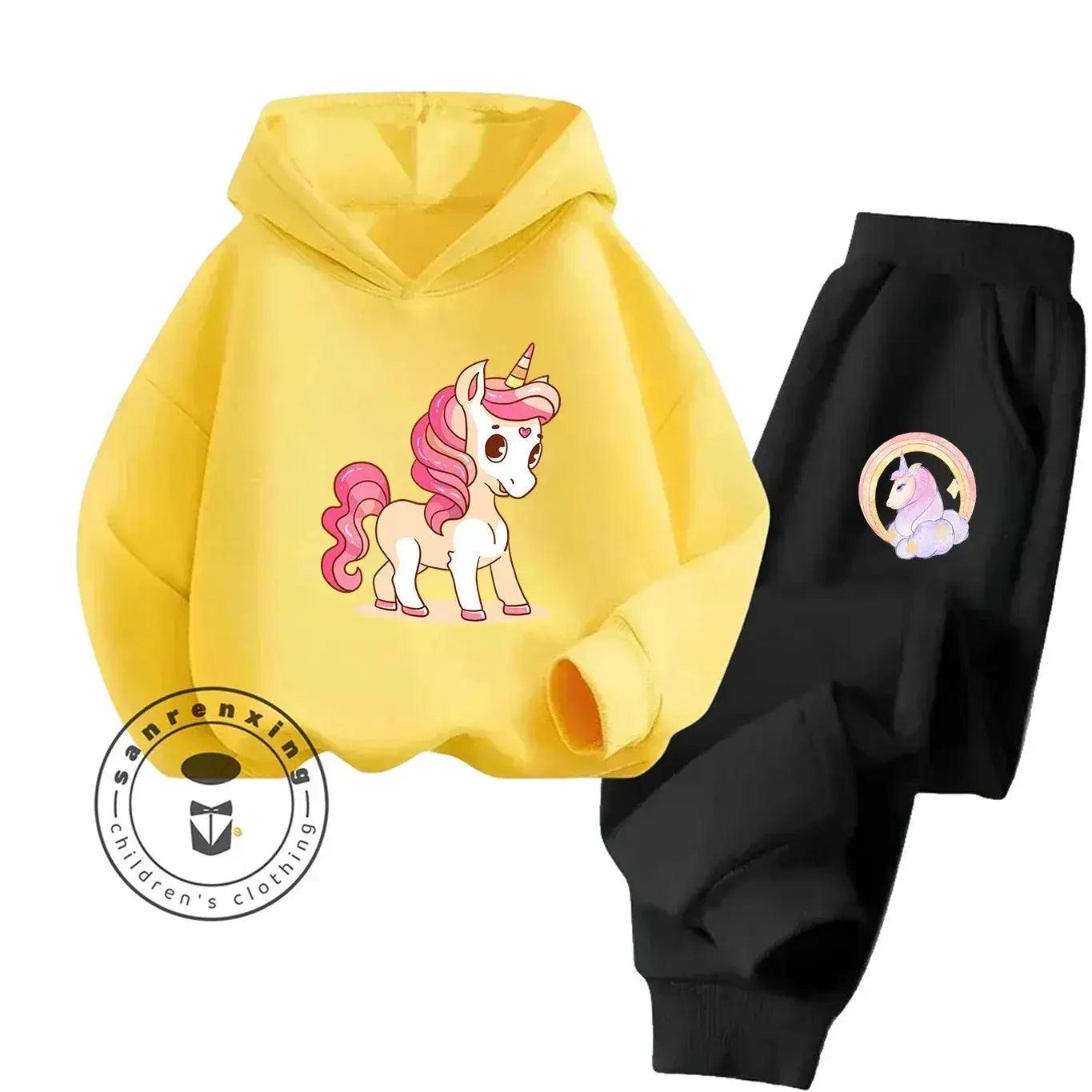  Unicorn 2D Cartoon Print Hoodie Set Hot Sale 2025 Fashion New Casual Autumn Winter For Teenagers Children Boys Girls -  ToylandEU™