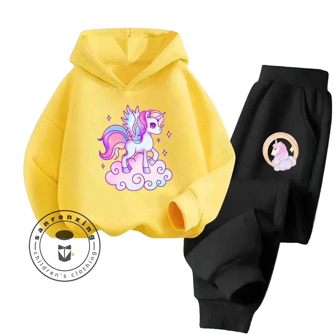  Unicorn 2D Cartoon Print Hoodie Set Hot Sale 2025 Fashion New Casual Autumn Winter For Teenagers Children Boys Girls -  ToylandEU™