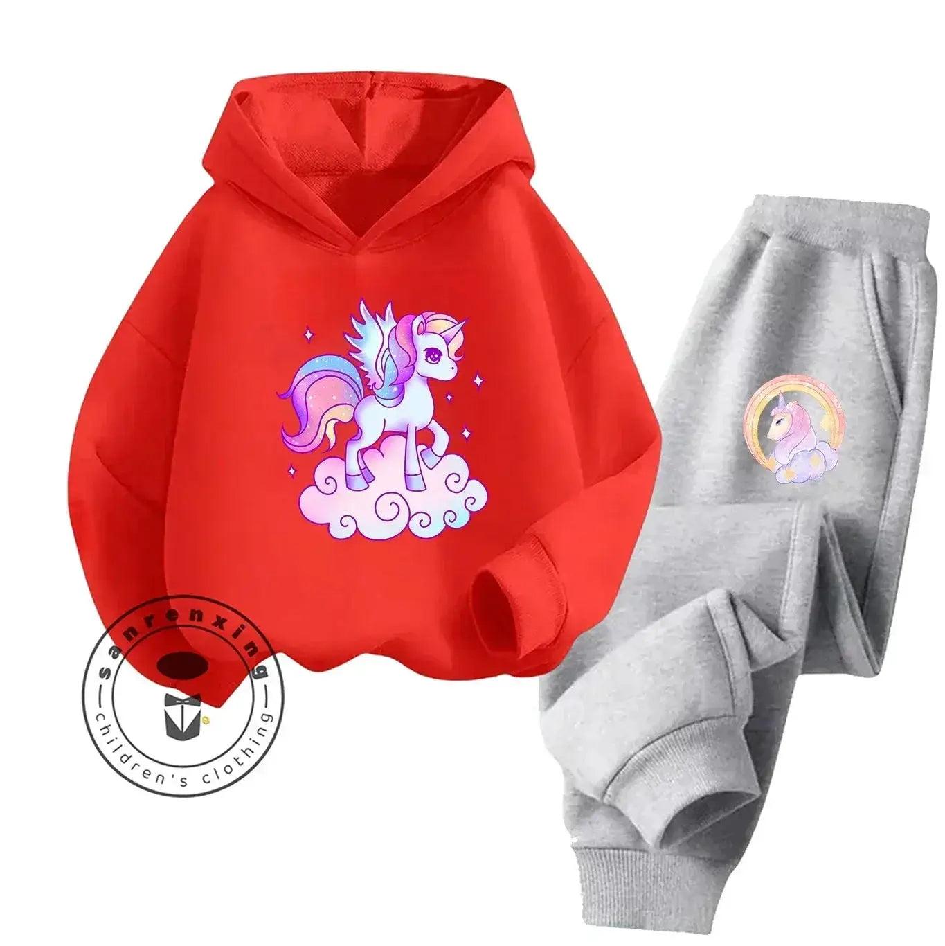  Unicorn 2D Cartoon Print Hoodie Set Hot Sale 2025 Fashion New Casual Autumn Winter For Teenagers Children Boys Girls -  ToylandEU™