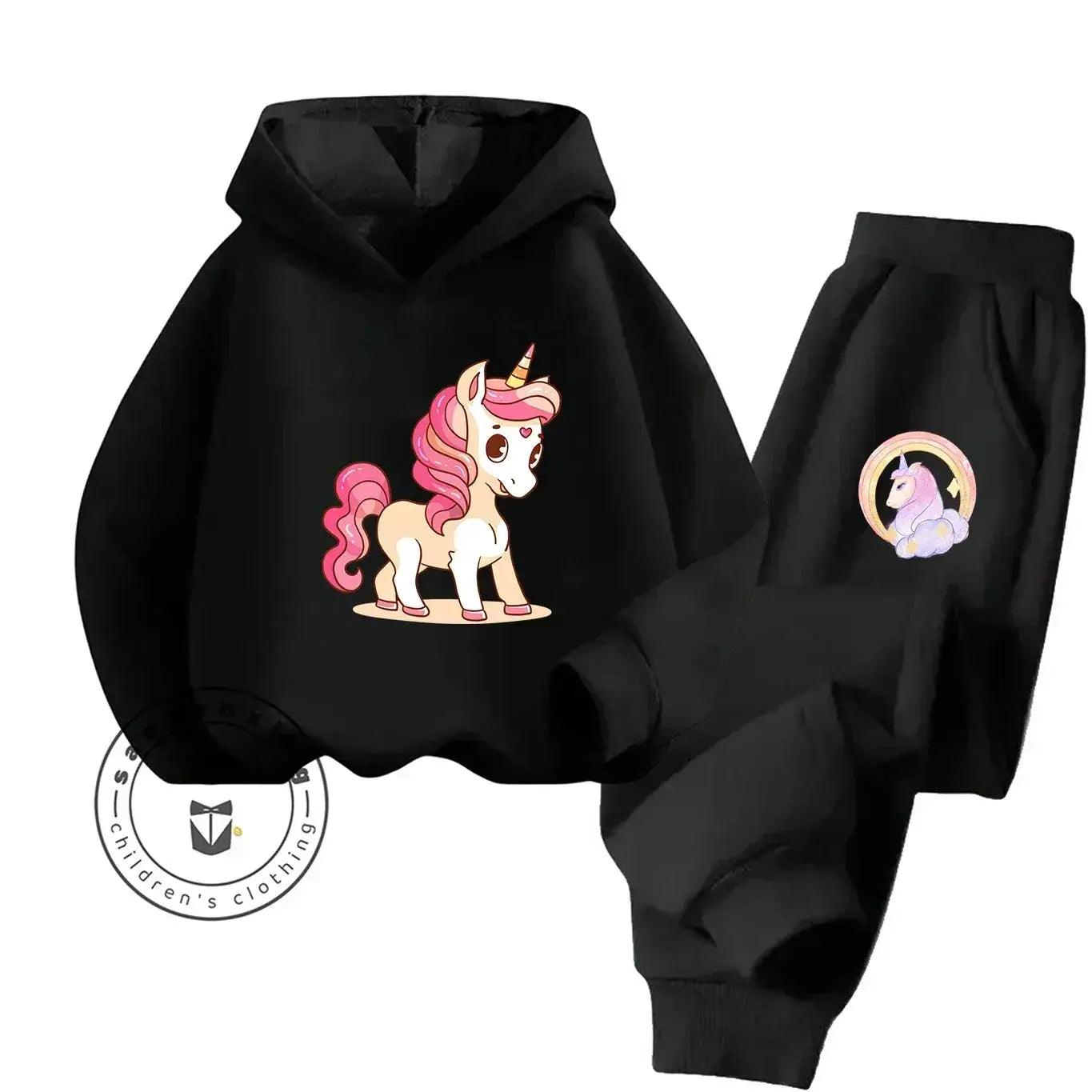  Unicorn 2D Cartoon Print Hoodie Set Hot Sale 2025 Fashion New Casual Autumn Winter For Teenagers Children Boys Girls -  ToylandEU™