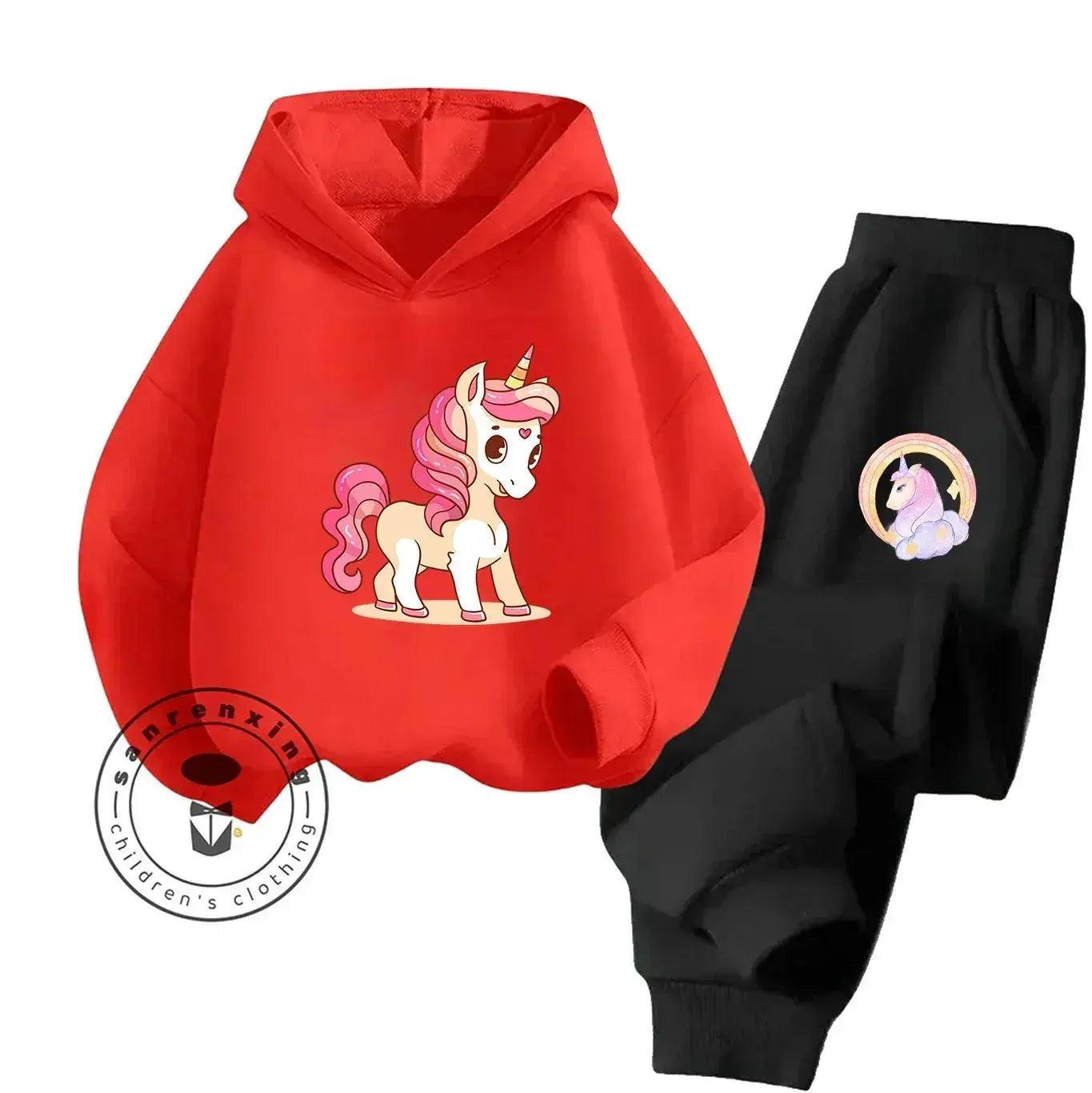  Unicorn 2D Cartoon Print Hoodie Set Hot Sale 2025 Fashion New Casual Autumn Winter For Teenagers Children Boys Girls -  ToylandEU™