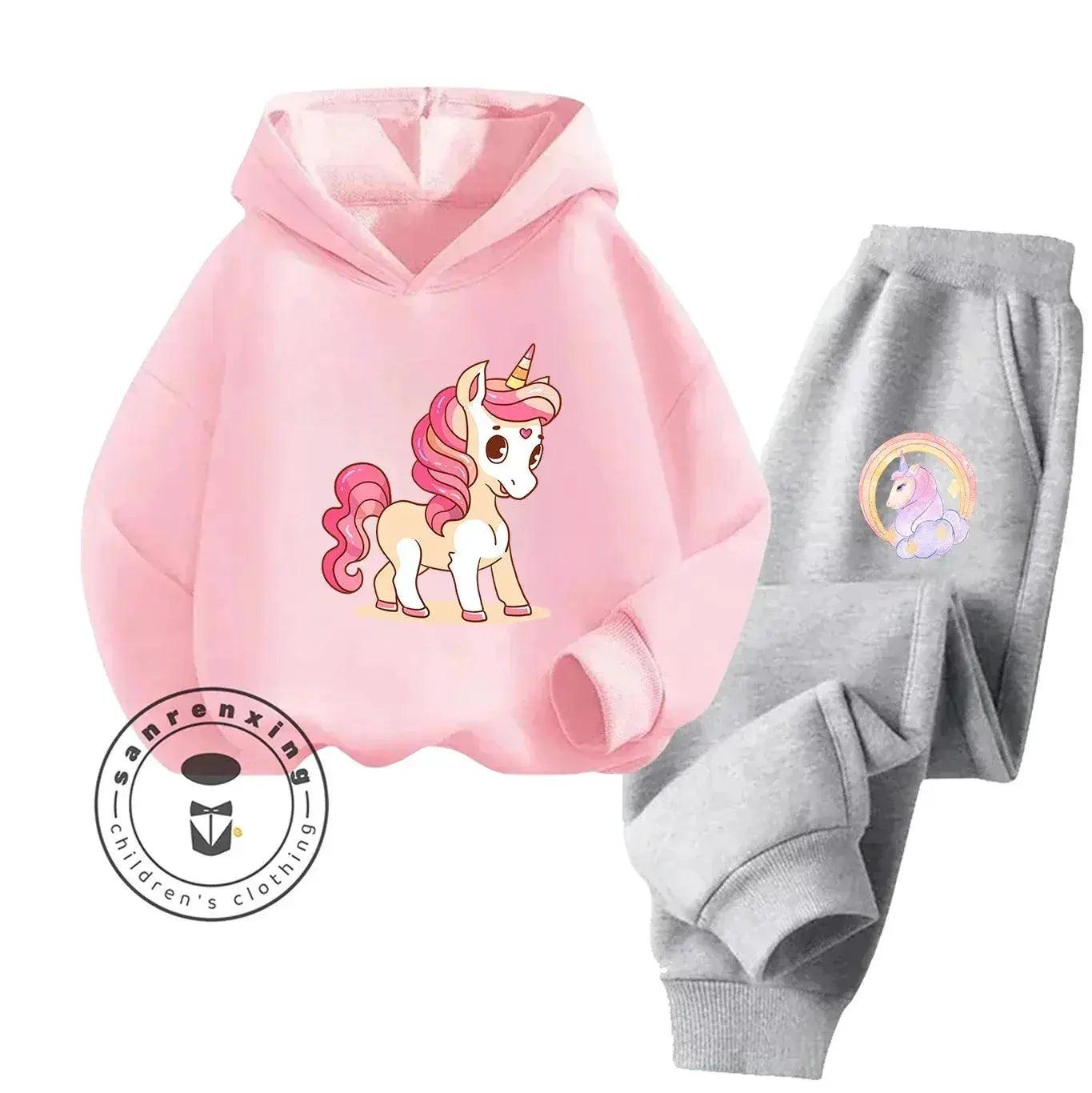  Unicorn 2D Cartoon Print Hoodie Set Hot Sale 2025 Fashion New Casual Autumn Winter For Teenagers Children Boys Girls -  ToylandEU™