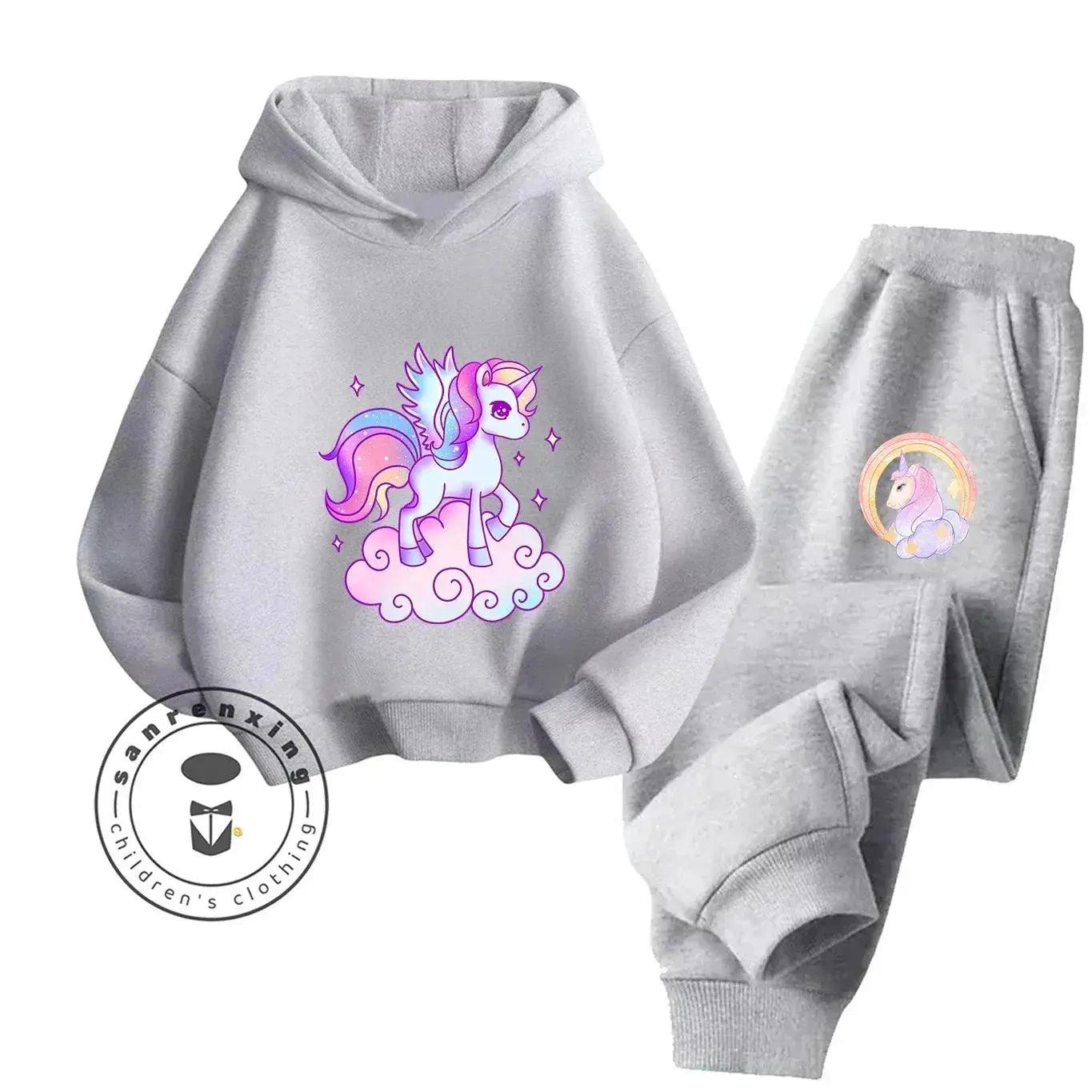  Unicorn 2D Cartoon Print Hoodie Set Hot Sale 2025 Fashion New Casual Autumn Winter For Teenagers Children Boys Girls -  ToylandEU™