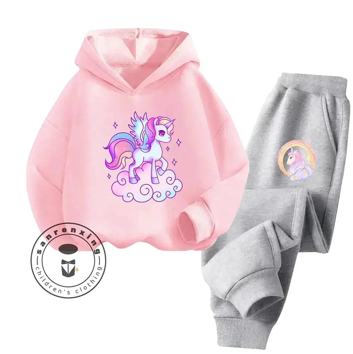  Unicorn 2D Cartoon Print Hoodie Set Hot Sale 2025 Fashion New Casual Autumn Winter For Teenagers Children Boys Girls -  ToylandEU™