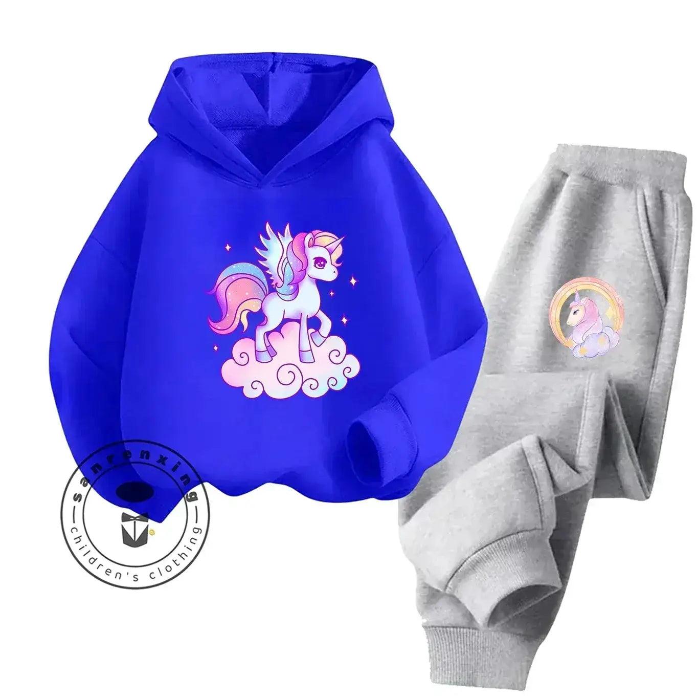  Unicorn 2D Cartoon Print Hoodie Set Hot Sale 2025 Fashion New Casual Autumn Winter For Teenagers Children Boys Girls -  ToylandEU™