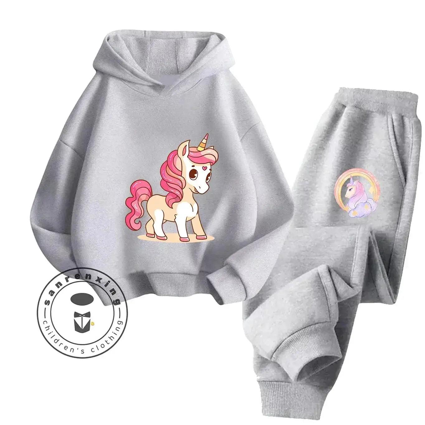  Unicorn 2D Cartoon Print Hoodie Set Hot Sale 2025 Fashion New Casual Autumn Winter For Teenagers Children Boys Girls -  ToylandEU™