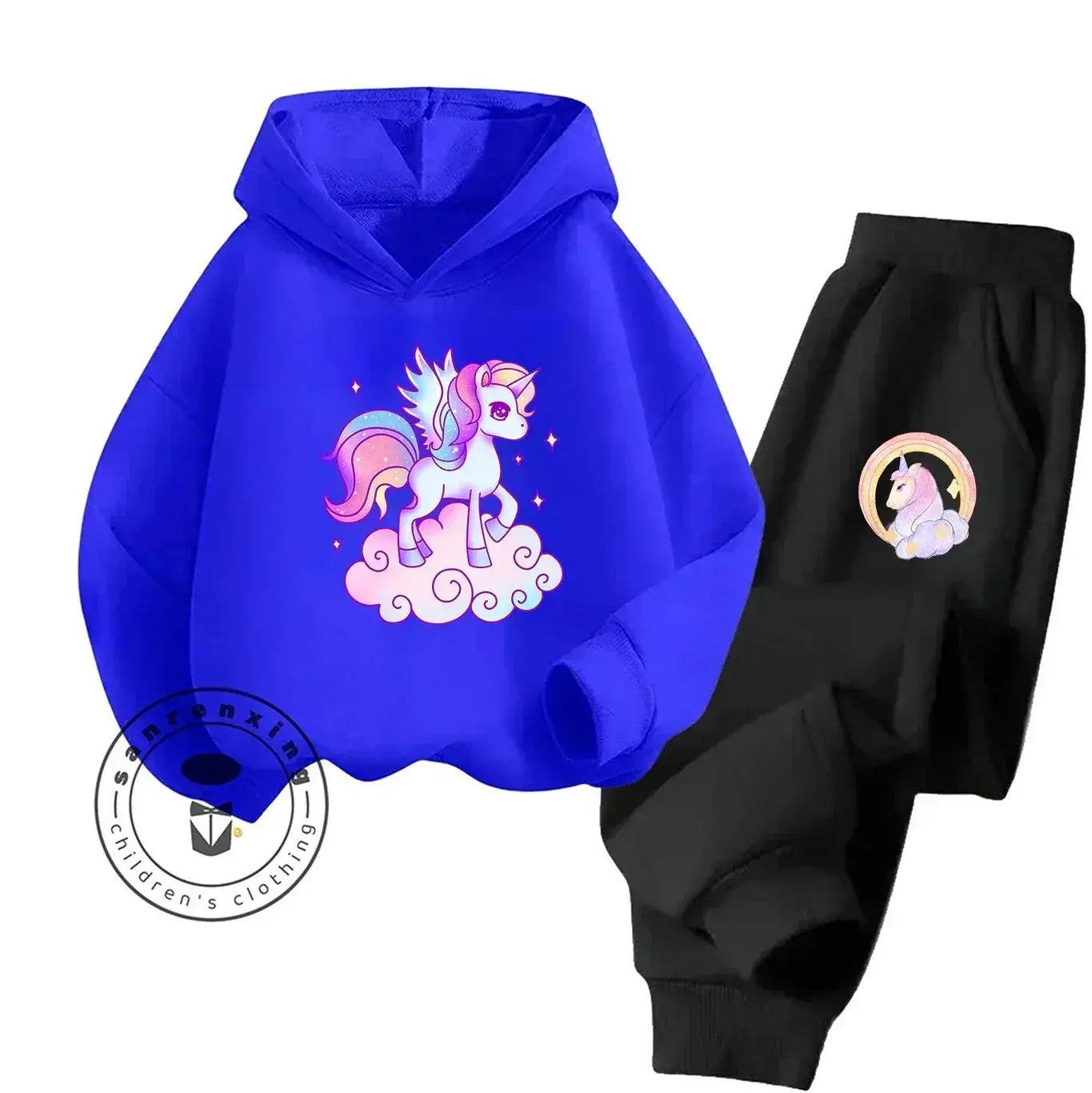  Unicorn 2D Cartoon Print Hoodie Set Hot Sale 2025 Fashion New Casual Autumn Winter For Teenagers Children Boys Girls -  ToylandEU™