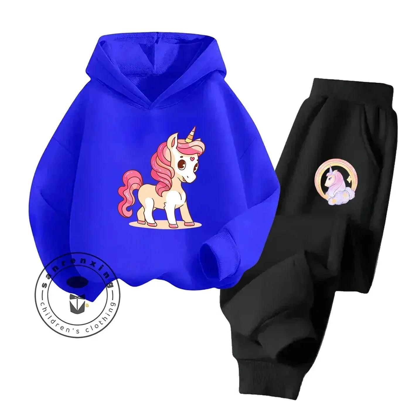  Unicorn 2D Cartoon Print Hoodie Set Hot Sale 2025 Fashion New Casual Autumn Winter For Teenagers Children Boys Girls -  ToylandEU™