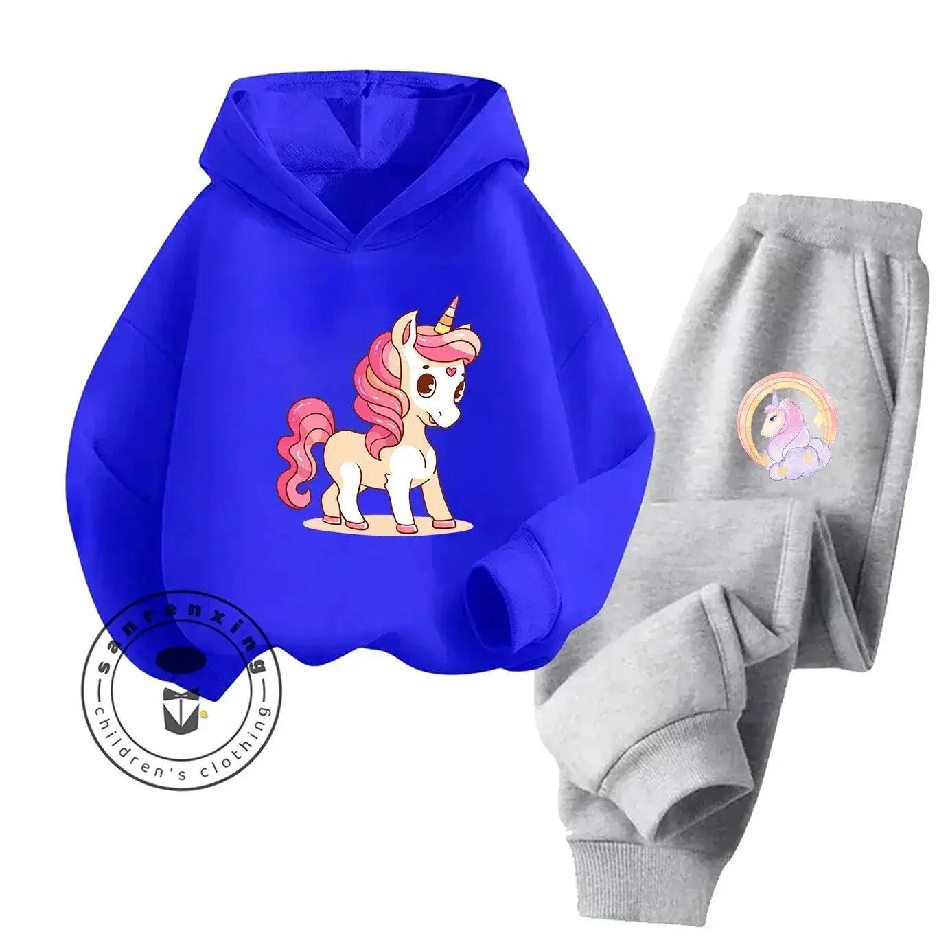  Unicorn 2D Cartoon Print Hoodie Set Hot Sale 2025 Fashion New Casual Autumn Winter For Teenagers Children Boys Girls -  ToylandEU™