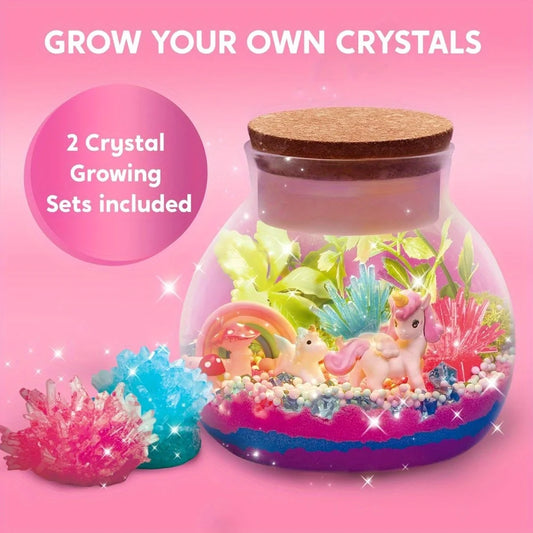 Unicorn Terrarium Kit With Crystal Growing And LED Night Light