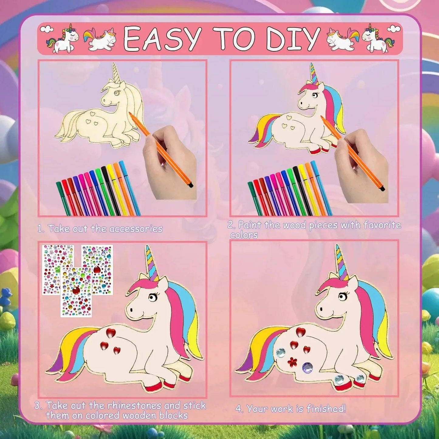  Unicorn Wood Craft Kit 402 Pieces For DIY Birthday -  ToylandEU™