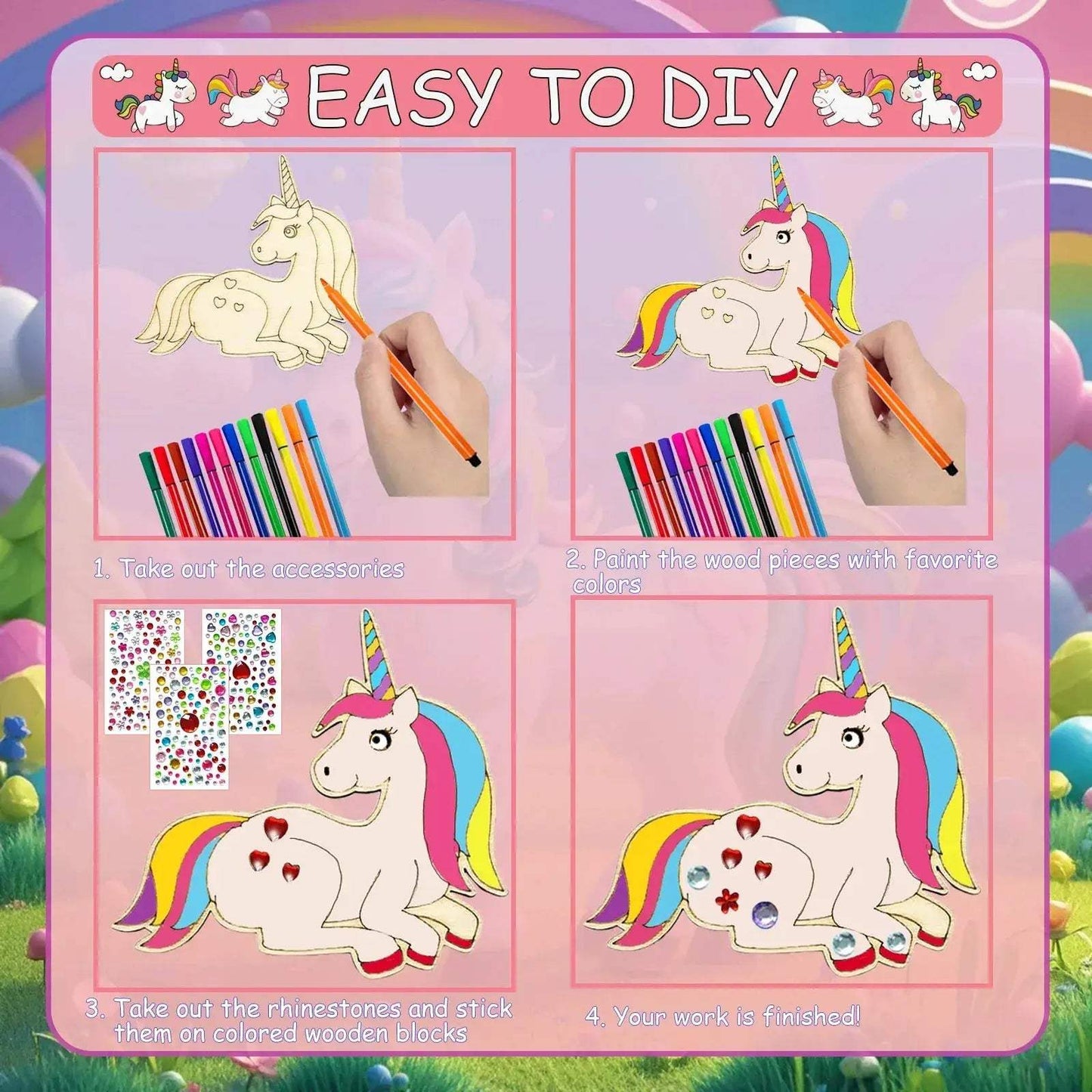 Unicorn Wood Craft Kit With 402 Pieces For DIY Birthday - ToylandEU