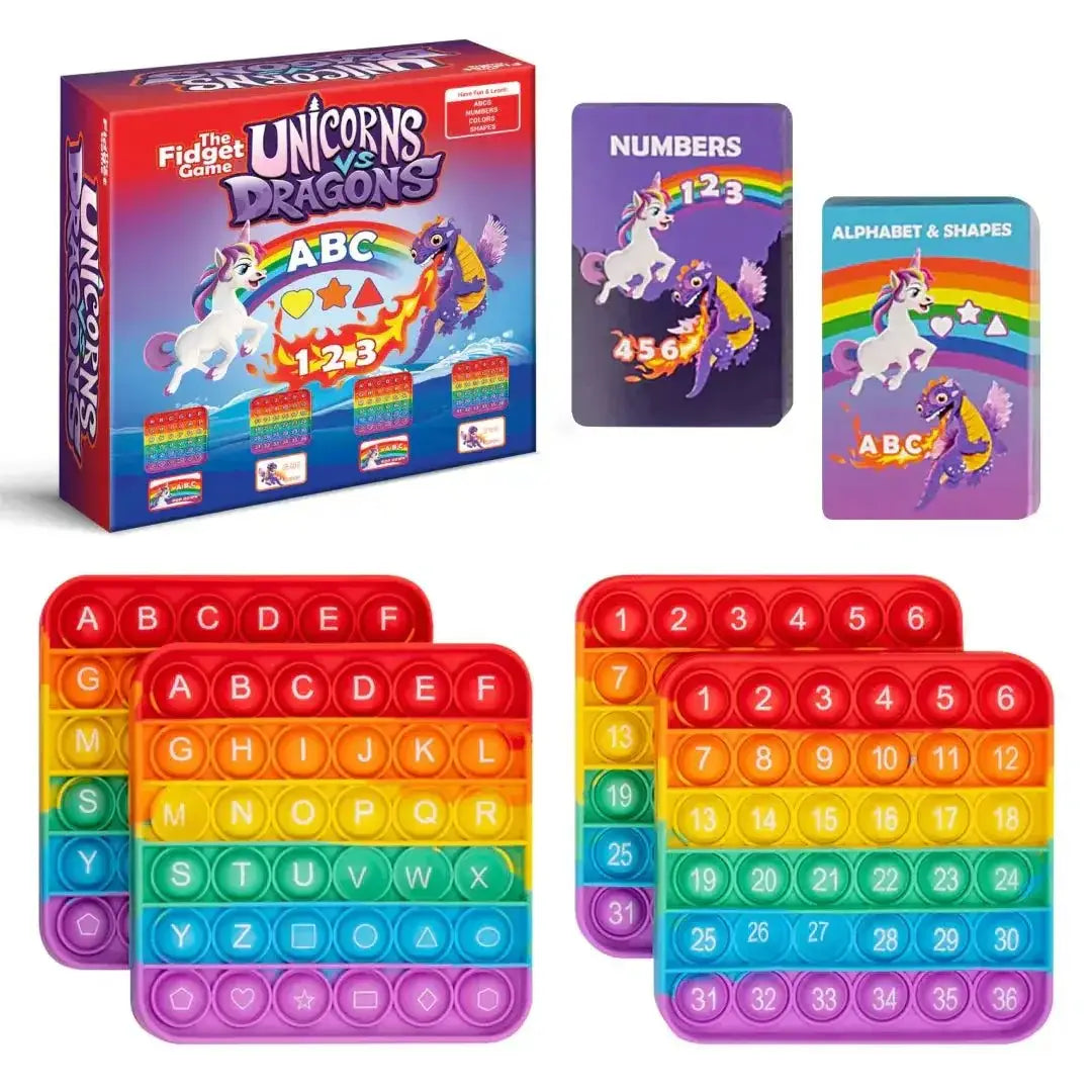 Unicorns Vs Dragons Kindergarten Learning Game Builds ABCs - The Fidget Games