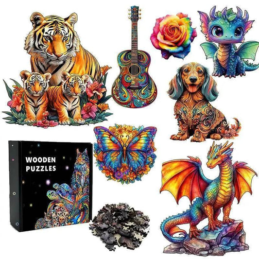  Unique Brain Training Animal Shape 3D Tiger Jigsaw Puzzle Educational Wooden Toy Gift for Kids and Adults -  ToylandEU™
