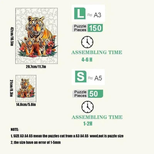  Unique Brain Training Animal Shape 3D Tiger Jigsaw Puzzle Educational Wooden Toy Gift for Kids and Adults -  ToylandEU™