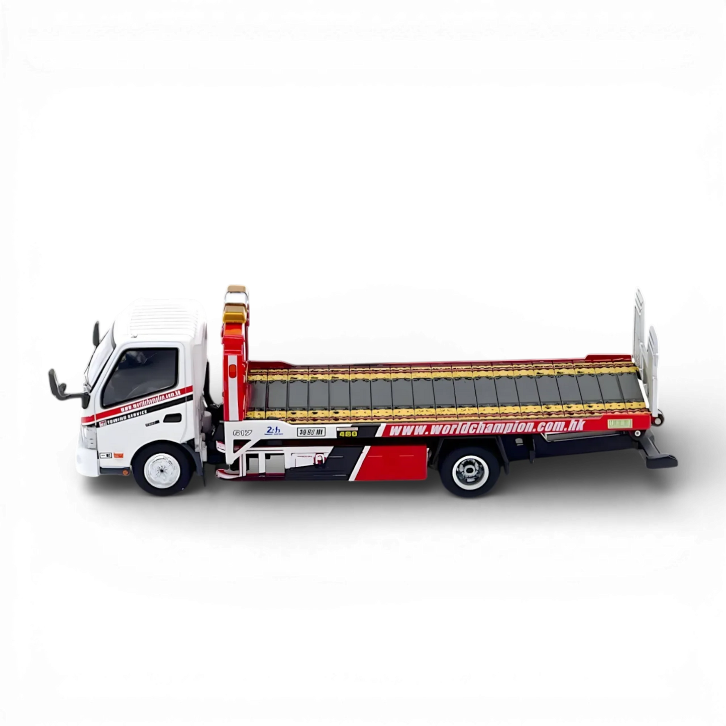 Unique Model Hino 300 Dutro Flatbed Tow Truck World Champion 1:64 - ToylandEU