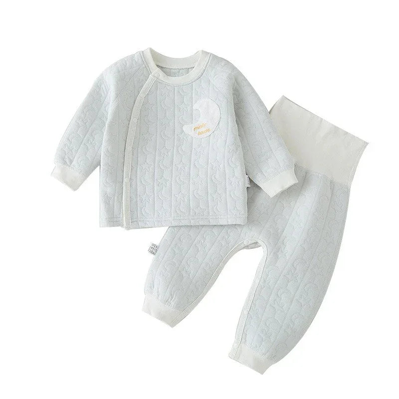Unisex Baby Cotton Warm Winter Set Infant Cute Moon & Star Top & Pants Newborn Halloween High-Waisted Belly Protection Outfit - ToylandEU