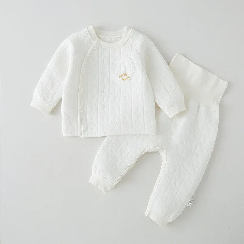 Unisex Baby Cotton Warm Winter Set Infant Cute Moon & Star Top & Pants Newborn Halloween High-Waisted Belly Protection Outfit - ToylandEU