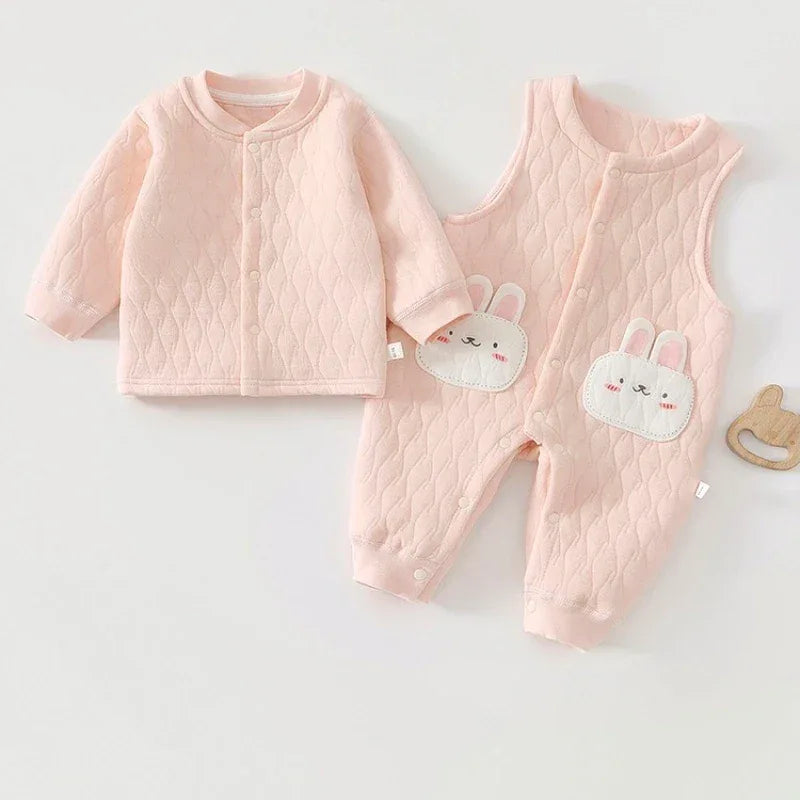 Unisex Baby Cotton Warm Winter Set Stylish Long-Sleeve Top & Overalls Boys & Girls Halloween Cute Animal Pattern Onesies - ToylandEU