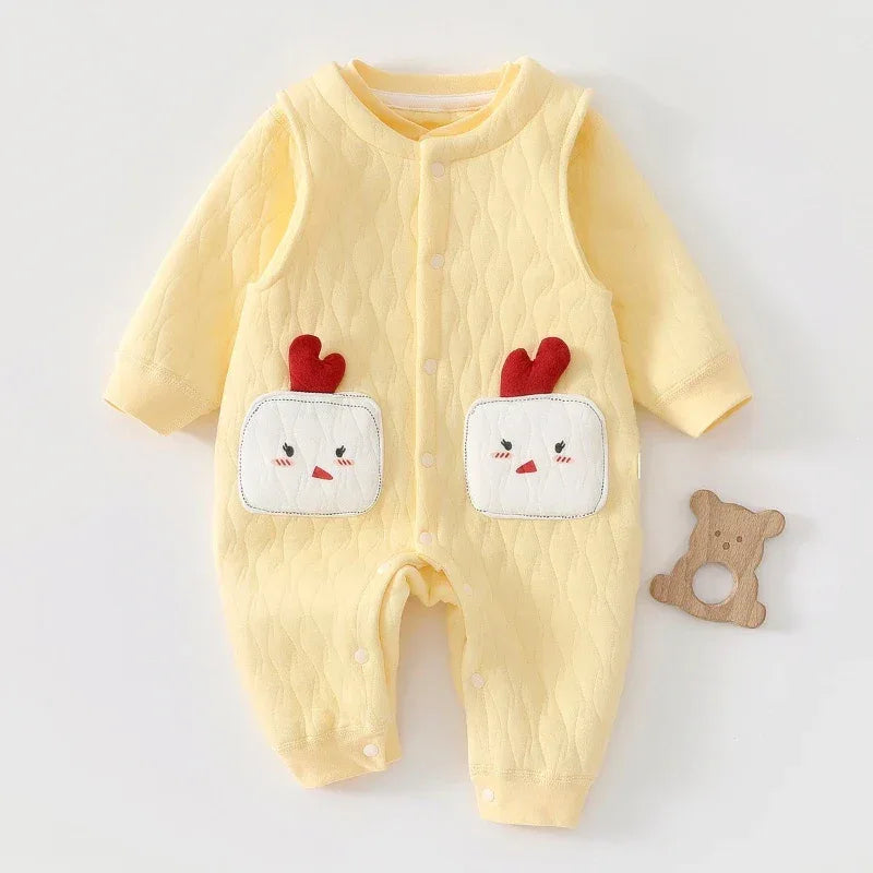 Unisex Baby Cotton Warm Winter Set Stylish Long-Sleeve Top & Overalls Boys & Girls Halloween Cute Animal Pattern Onesies - ToylandEU