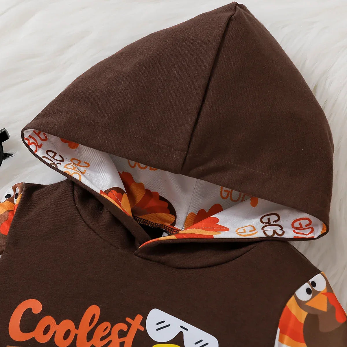 Unisex Baby Thanksgiving Letter Print Hoodie And Pants Set 1-3Y Polyester - ToylandEU