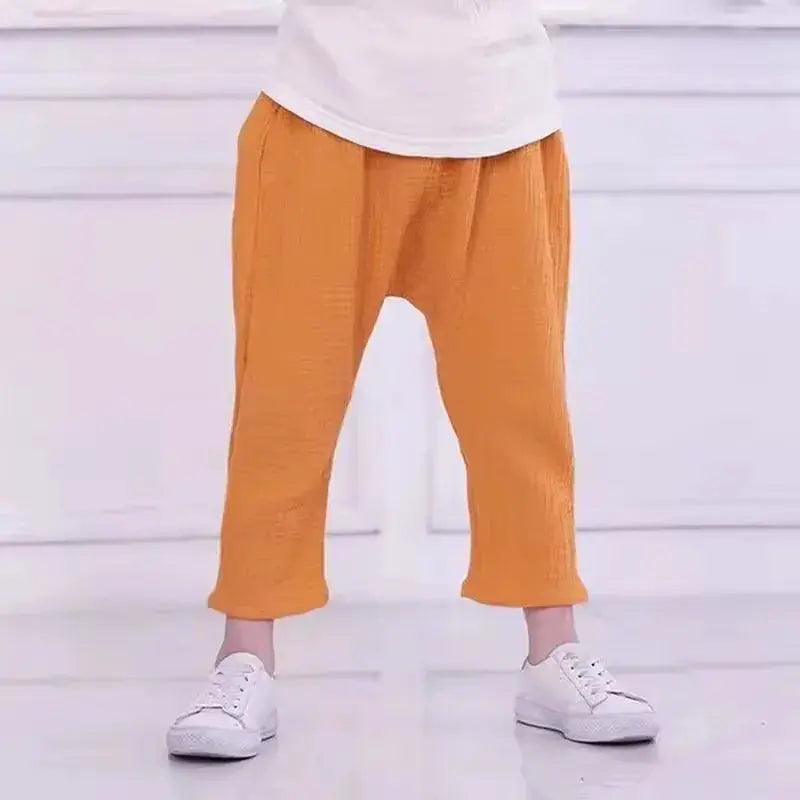 Unisex Kids Linen Cotton Pants Elastic Waistband -  ToylandEU™