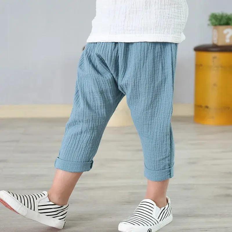  Unisex Kids Linen Cotton Pants Elastic Waistband -  ToylandEU™