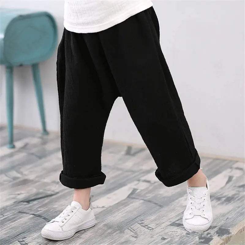  Unisex Kids Linen Cotton Pants Elastic Waistband -  ToylandEU™