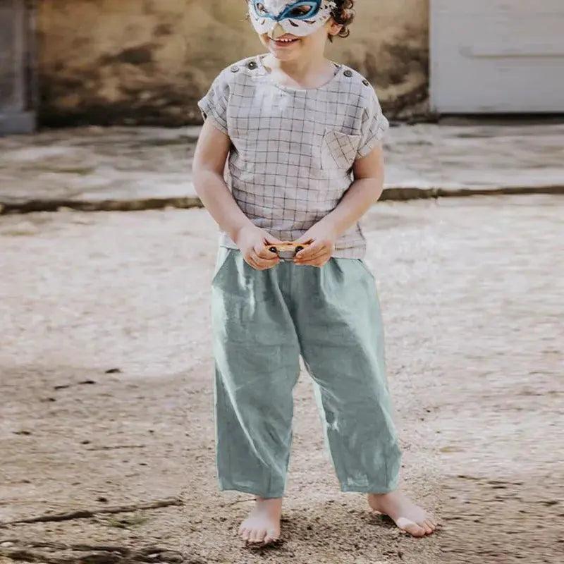  Unisex Kids Linen Pants Elastic Waist For 4 To 6 Years -  ToylandEU™