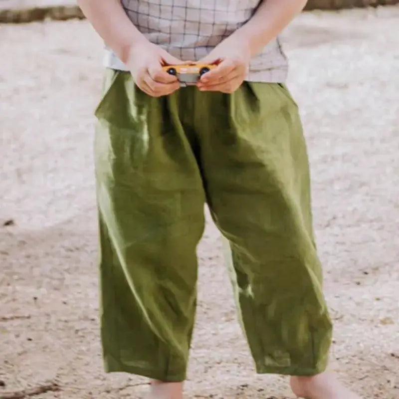  Unisex Kids Linen Pants Elastic Waist For 4 To 6 Years -  ToylandEU™