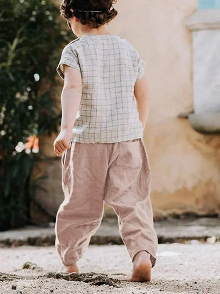  Unisex Kids Linen Pants Elastic Waist For 4 To 6 Years -  ToylandEU™