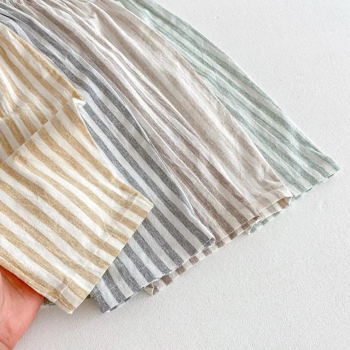  Unisex Kids Linen Pants Striped Breathable Waist -  ToylandEU™