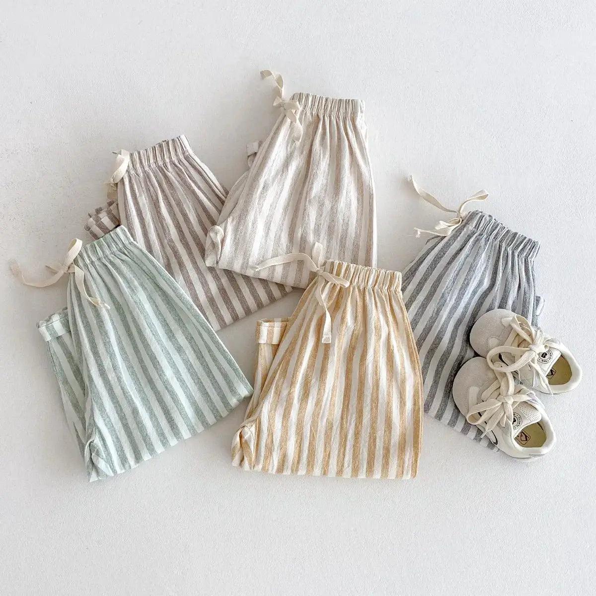  Unisex Kids Linen Pants Striped Breathable Waist -  ToylandEU™