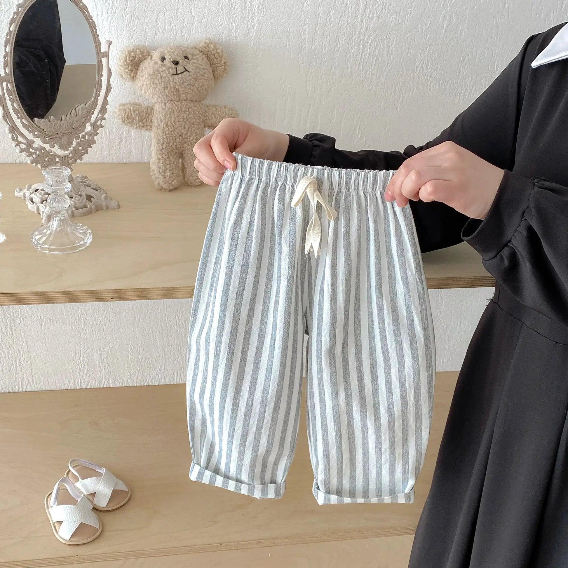  Unisex Kids Linen Pants Striped Breathable Waist -  ToylandEU™