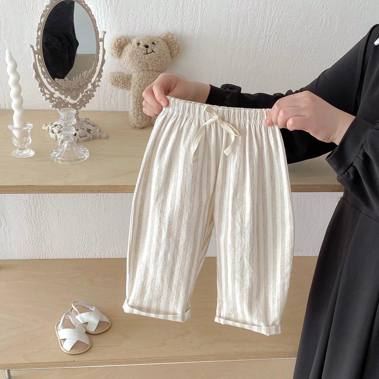  Unisex Kids Linen Pants Striped Breathable Waist -  ToylandEU™