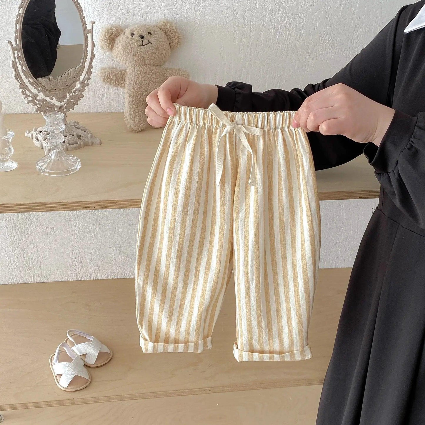  Unisex Kids Linen Pants Striped Breathable Waist -  ToylandEU™