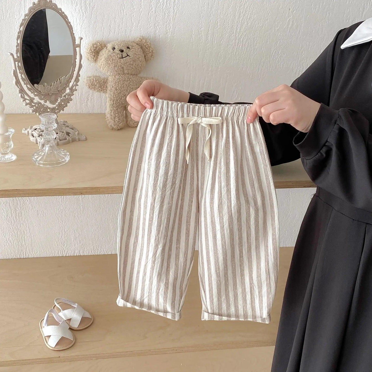  Unisex Kids Linen Pants Striped Breathable Waist -  ToylandEU™