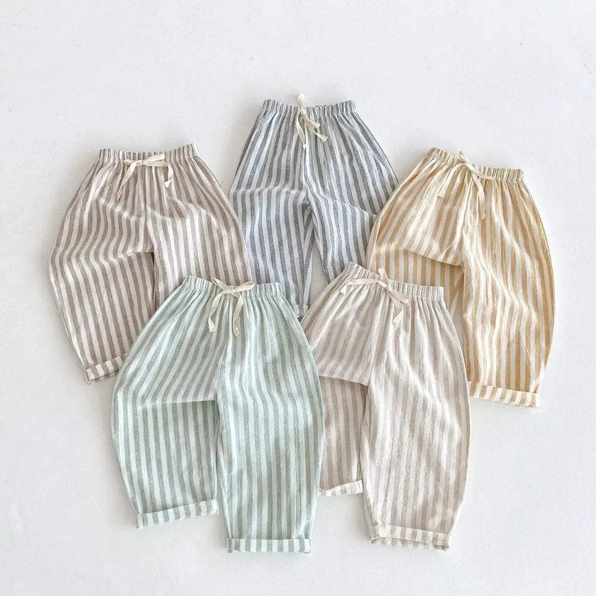  Unisex Kids Linen Pants Striped Breathable Waist -  ToylandEU™