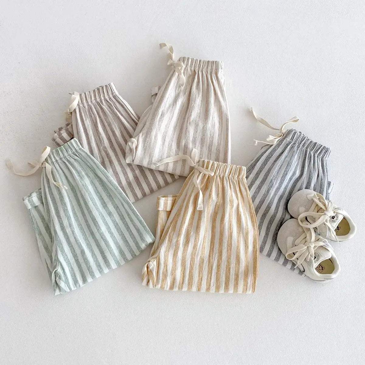  Unisex Kids Linen Pants Striped Breathable Waist -  ToylandEU™