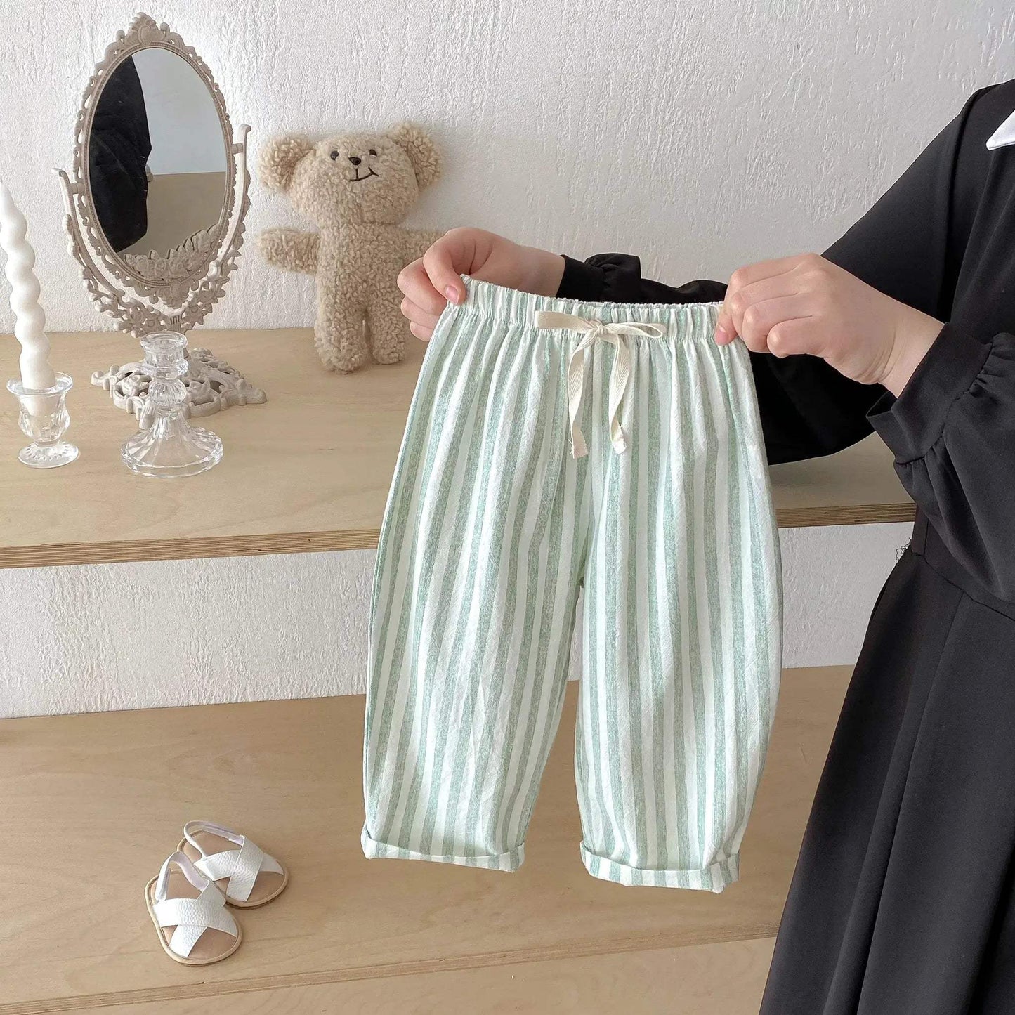  Unisex Kids Linen Pants Striped Breathable Waist -  ToylandEU™